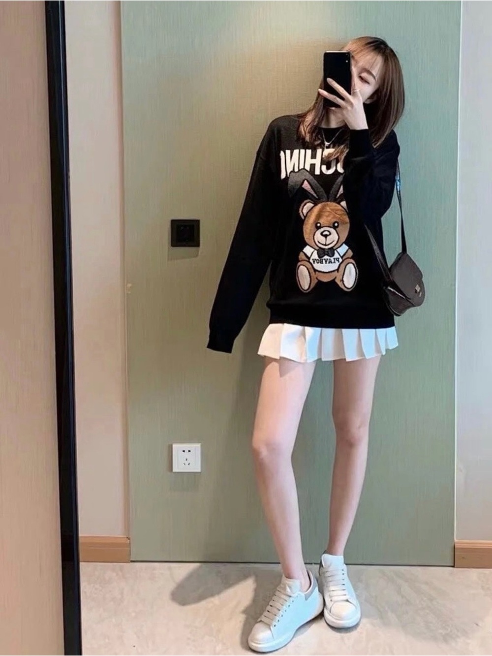 Moschino Black Knit Sweater with Teddy Bunny Patch - Picture 3 of 5